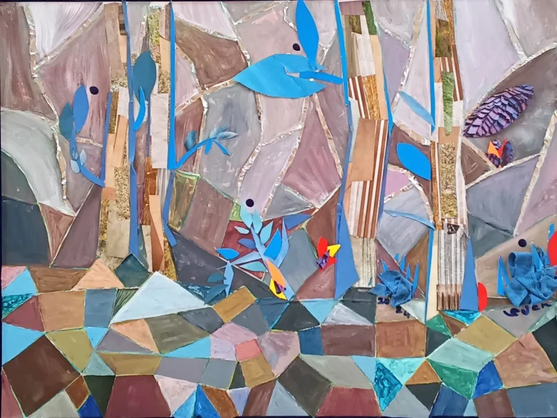 Crystal Forest 2024 Mixed-media Collage ~ 23” X 29”